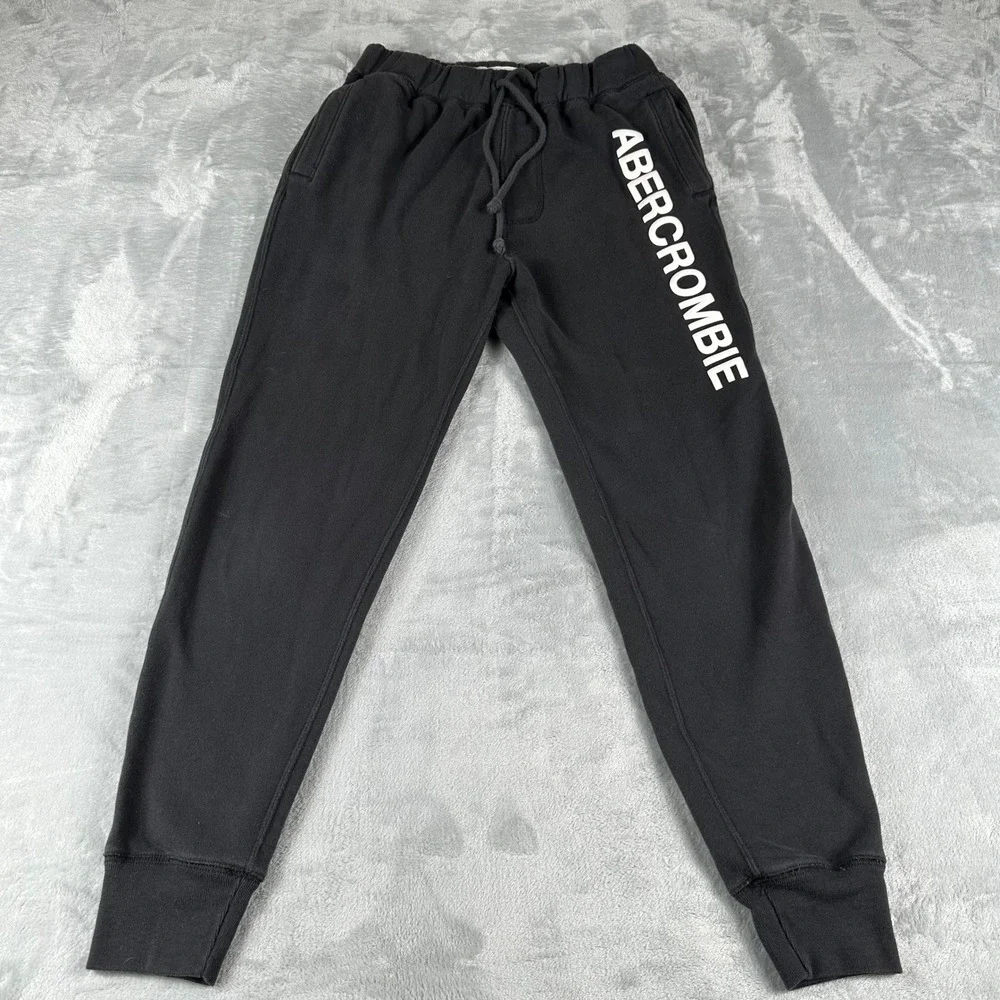 Abercrombie Joggers Women S Black Soft Fleece Logo Sweatpants Loungewear Cozy